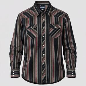 Wrangler Westerns Shirts Red & Multi Pearl Snap Striped Shirts Men's Size XXL